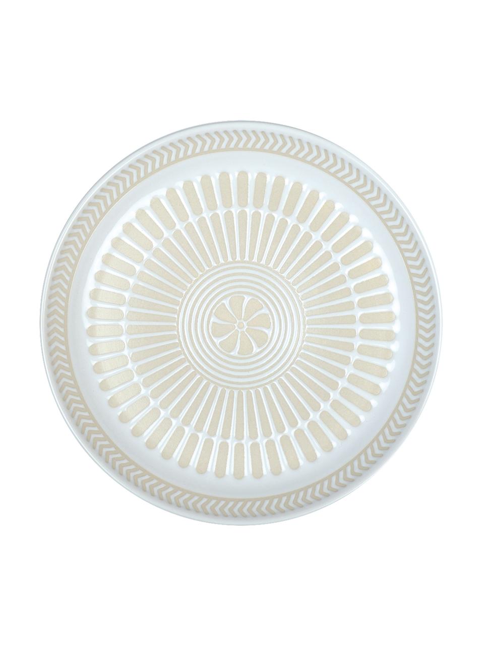 Piattino da dessert in porcellana con motivo interno a rilievo Sonia 2 pz, Porcellana, Bianco, Ø 16 cm