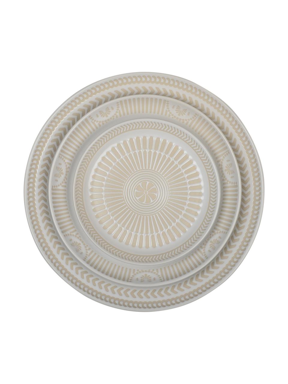 Piattino da dessert in porcellana con motivo interno a rilievo Sonia 2 pz, Porcellana, Bianco, Ø 16 cm