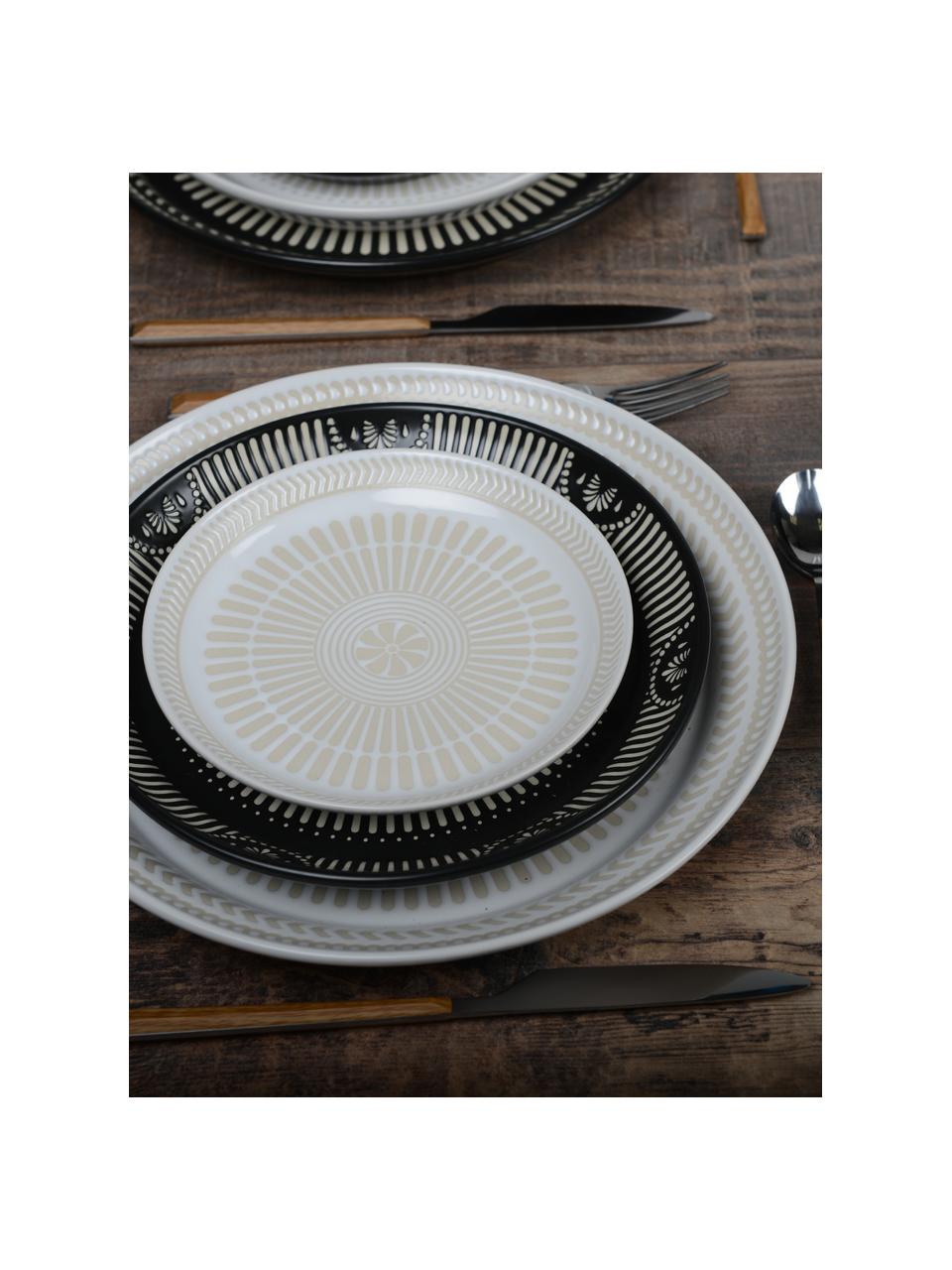 Porseleinen ontbijtborden Sonia met verhoogd patroon aan de binnenzijde, 2 stuks, Porselein, Wit, Ø 16 cm