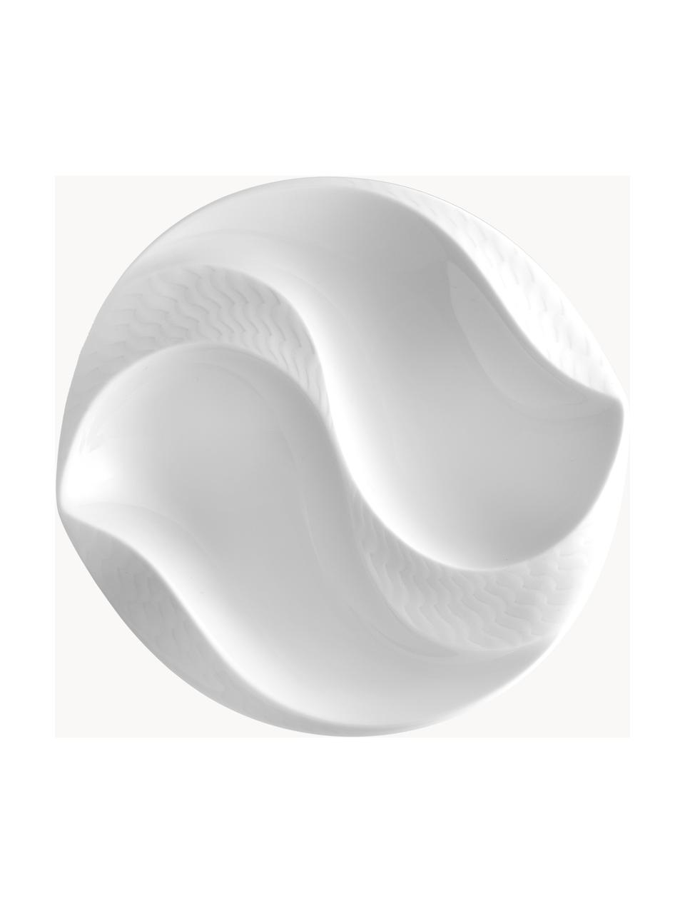 Ručne vyrobená servírovacia misa z porcelánu Wellenspiel Relief, Porcelán, Biela, Ø 13 cm