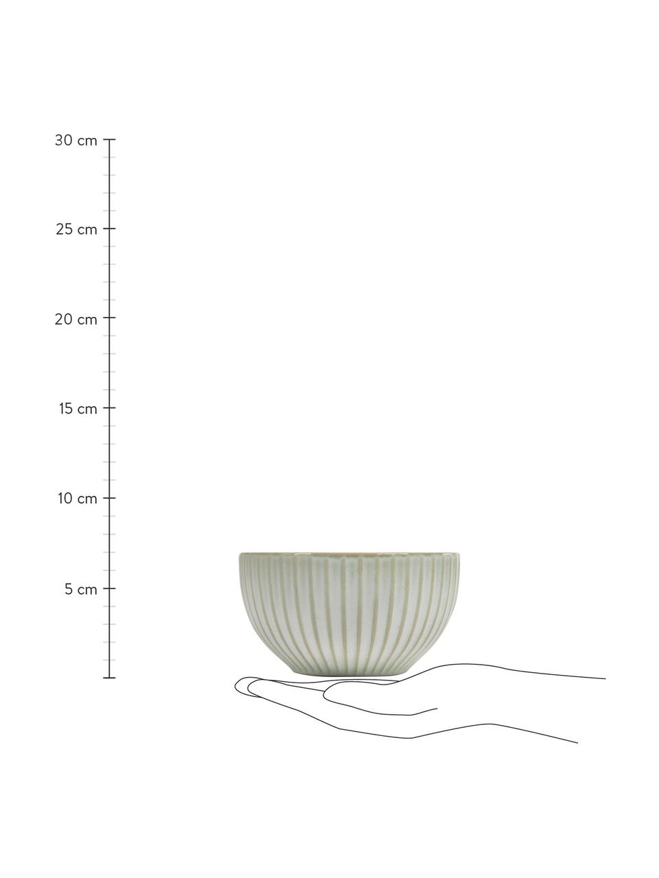 Keramik-Schälchen Itziar mit Rillenstruktur in Hellgrün, 2 Stück, Keramik, Hellgrün, Ø 17 x H 7 cm, 630 ml