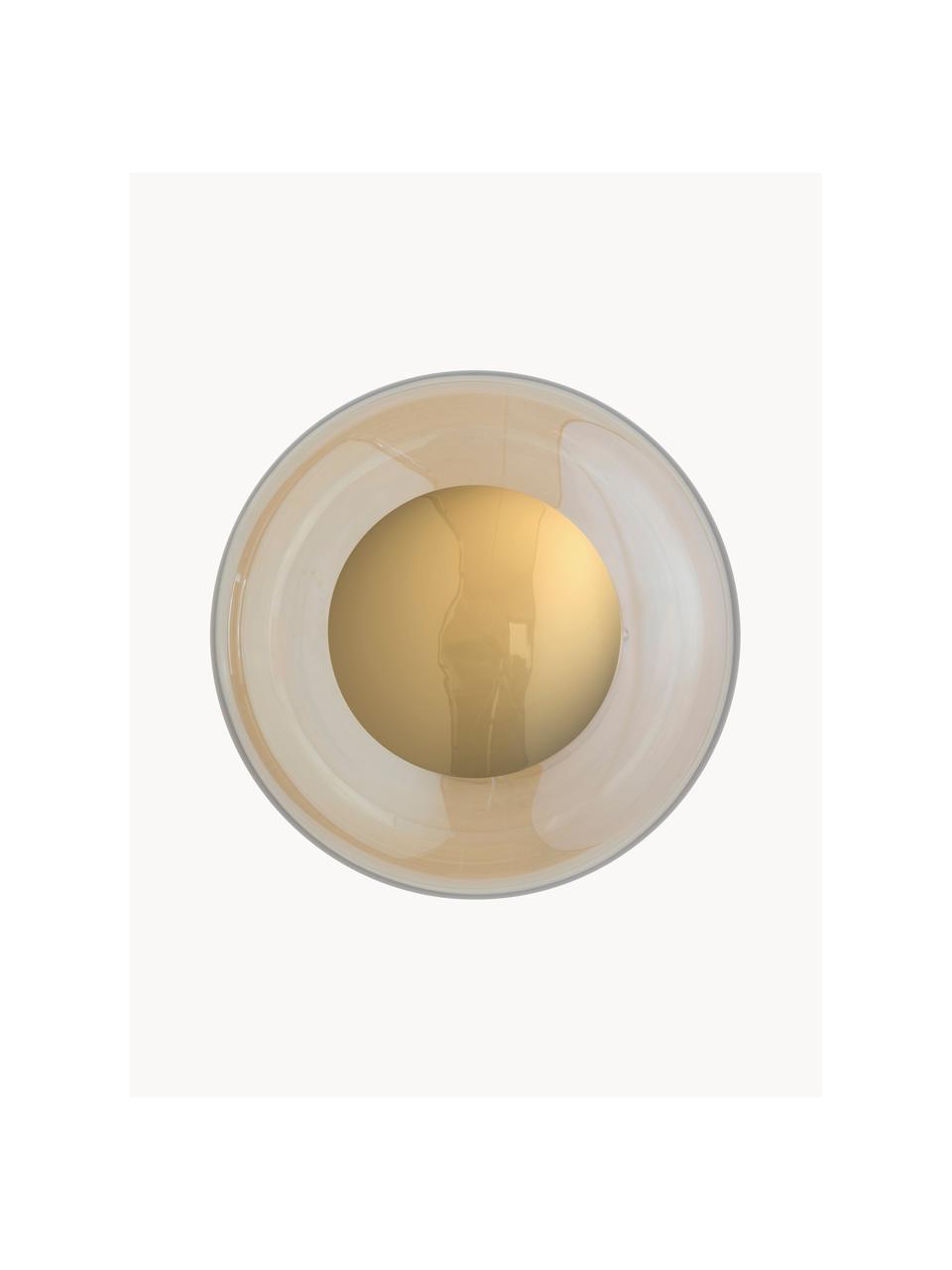 Aplique / Plafón pequeño Horizon, Pantalla: vidrio tintado, Estructura: metal recubierto, Beige, dorado, Ø 21 x F 17 cm