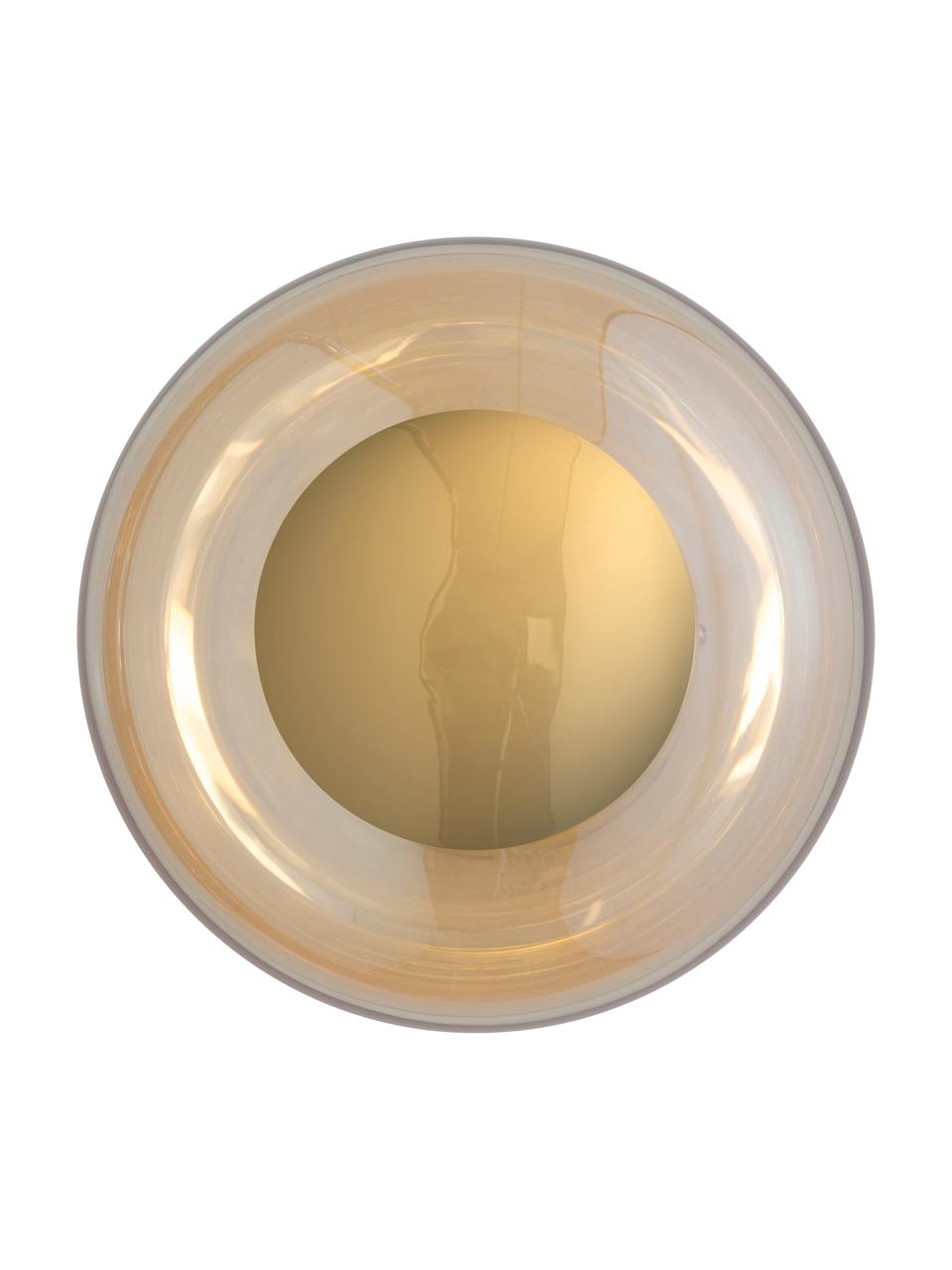 Aplique / Plafón pequeño Horizon, Pantalla: vidrio tintado, Estructura: metal recubierto, Beige, dorado, Ø 21 x F 17 cm