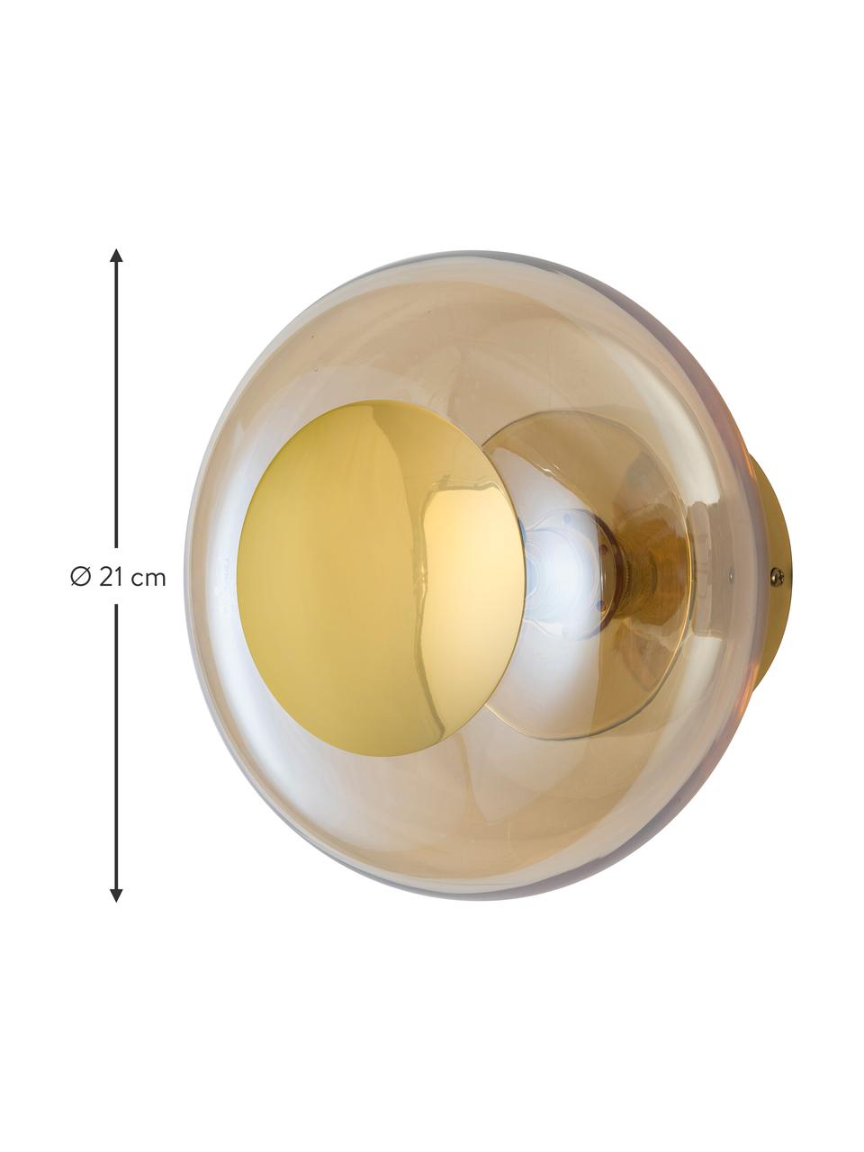 Aplique / Plafón pequeño Horizon, Pantalla: vidrio tintado, Estructura: metal recubierto, Beige, dorado, Ø 21 x F 17 cm