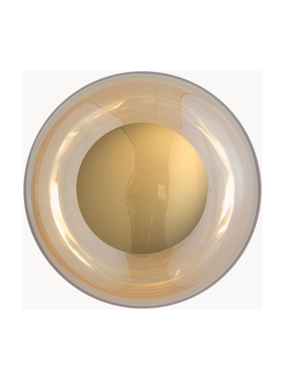 Mondgeblazen wandlamp Horizon, Lampenkap: mondgeblazen glas, Lichtbruin, goudkleurig, Ø 21 x D 17 cm