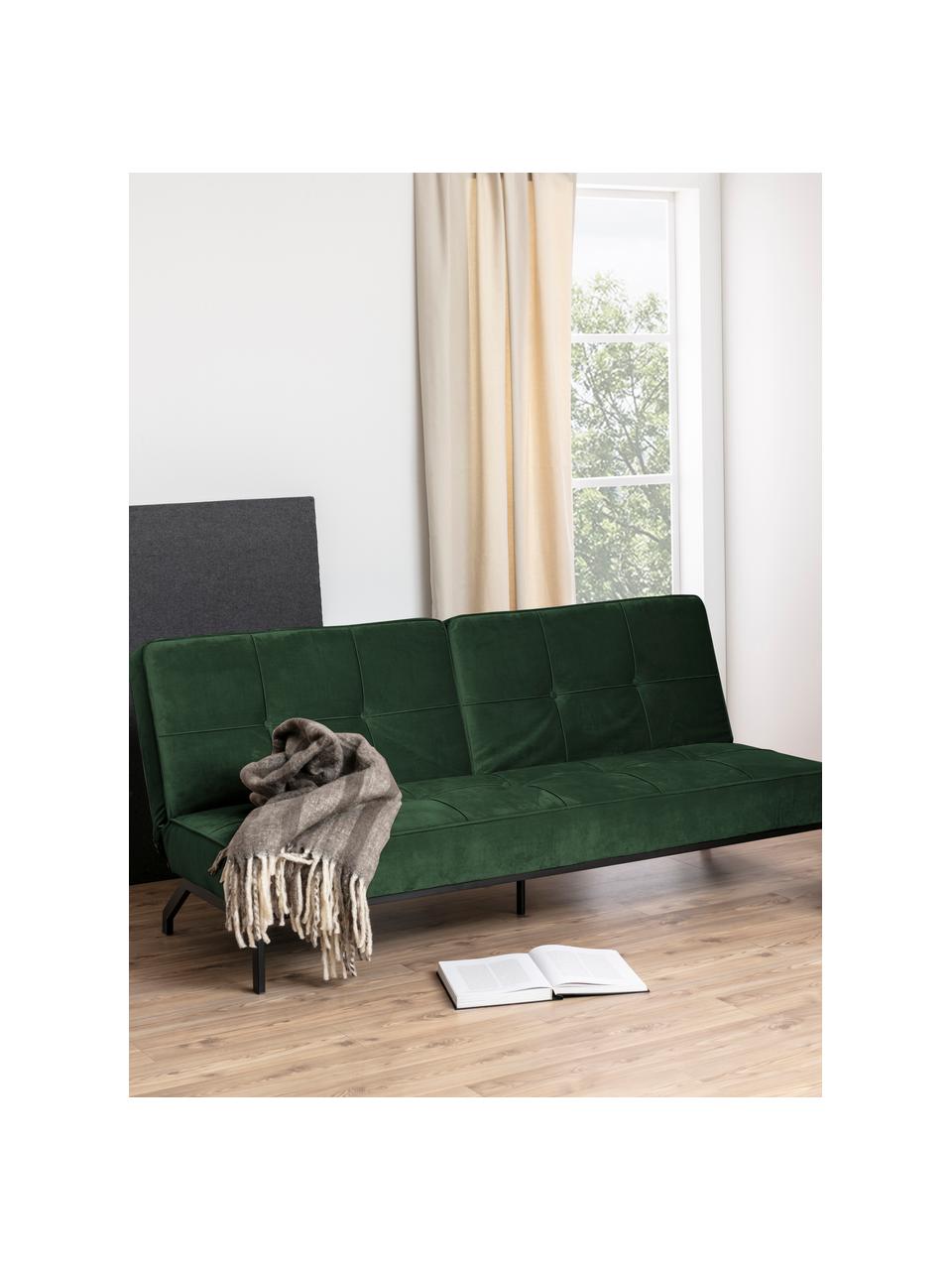 Fluwelen slaapbank Perugia, Bekleding: polyester Met 25.000 schu, Poten: gelakt metaal, Fluweel bosgroen, B 198 x D 95 cm