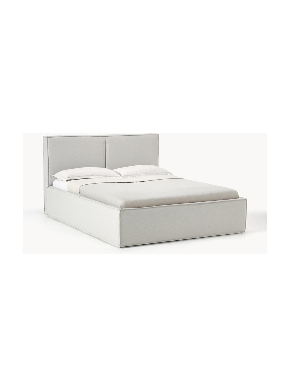 Gestoffeerd bed Dream, Bekleding: polyester (gestructureerd, Frame: massief grenenhout en pla, Geweven stof lichtbeige, B 180 x L 200 cm