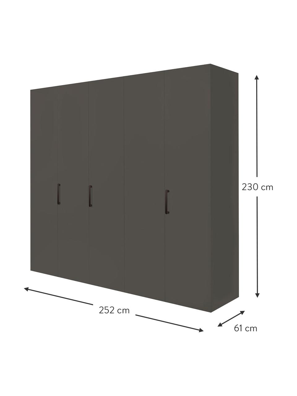 Drehtürenschrank Madison 5-türig, inkl. Montageservice, Korpus: Holzwerkstoffplatten, lac, Grau, Ohne Spiegeltür, B 252 cm x H 230 cm