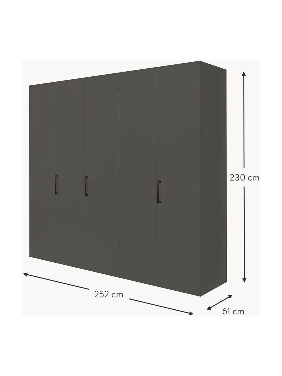 Draaideurkast Madison 5 deuren, inclusief montageservice, Frame: panelen op houtbasis, gel, Antraciet, B 252 cm x H 230 cm