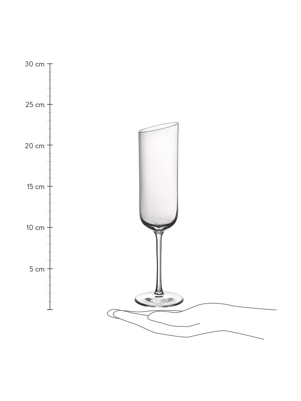 Copas flauta de champán NewMoon, 4 uds., Vidrio, Transparente, Ø 5 x Al 23 cm, 170 ml