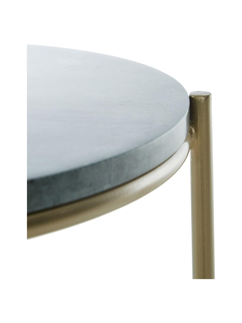 Ronde marmeren bijzettafel Ella, Tafelblad: marmer, Frame: gepoedercoat metaal, Groen, gemarmerd, goudkleurig, Ø 40 x H 50 cm
