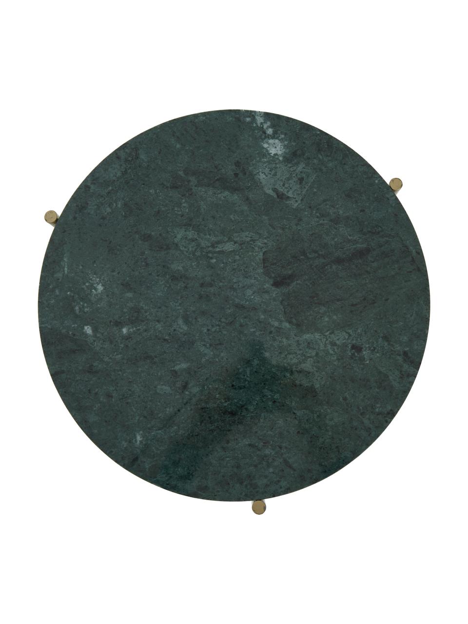 Tavolino rotondo con piano in marmo Ella, Struttura: metallo verniciato a polv, Verde marmorizzato, dorato, Ø 40 x Alt. 50 cm