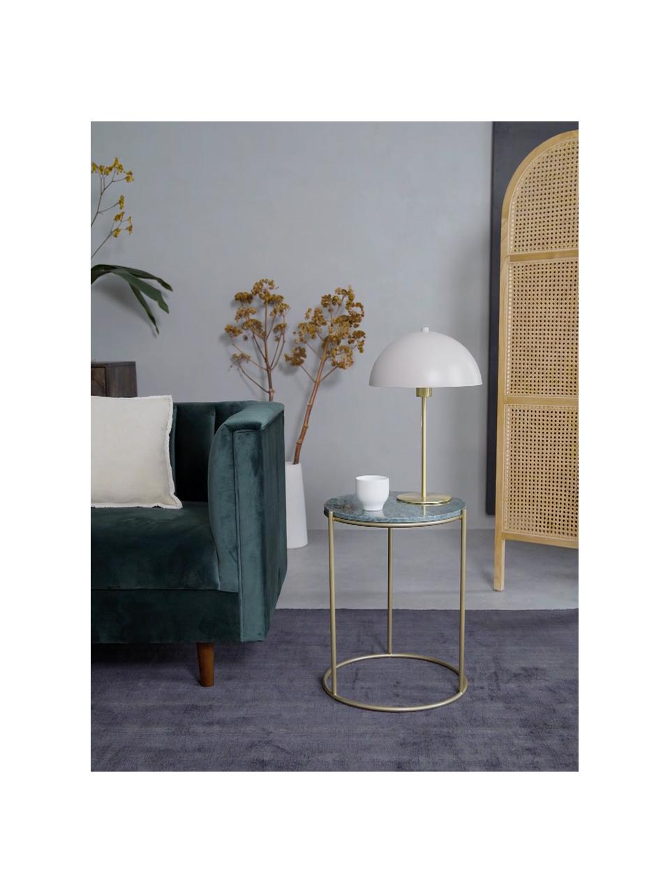 Tavolino rotondo con piano in marmo Ella, Struttura: metallo verniciato a polv, Verde marmorizzato, dorato, Ø 40 x Alt. 50 cm