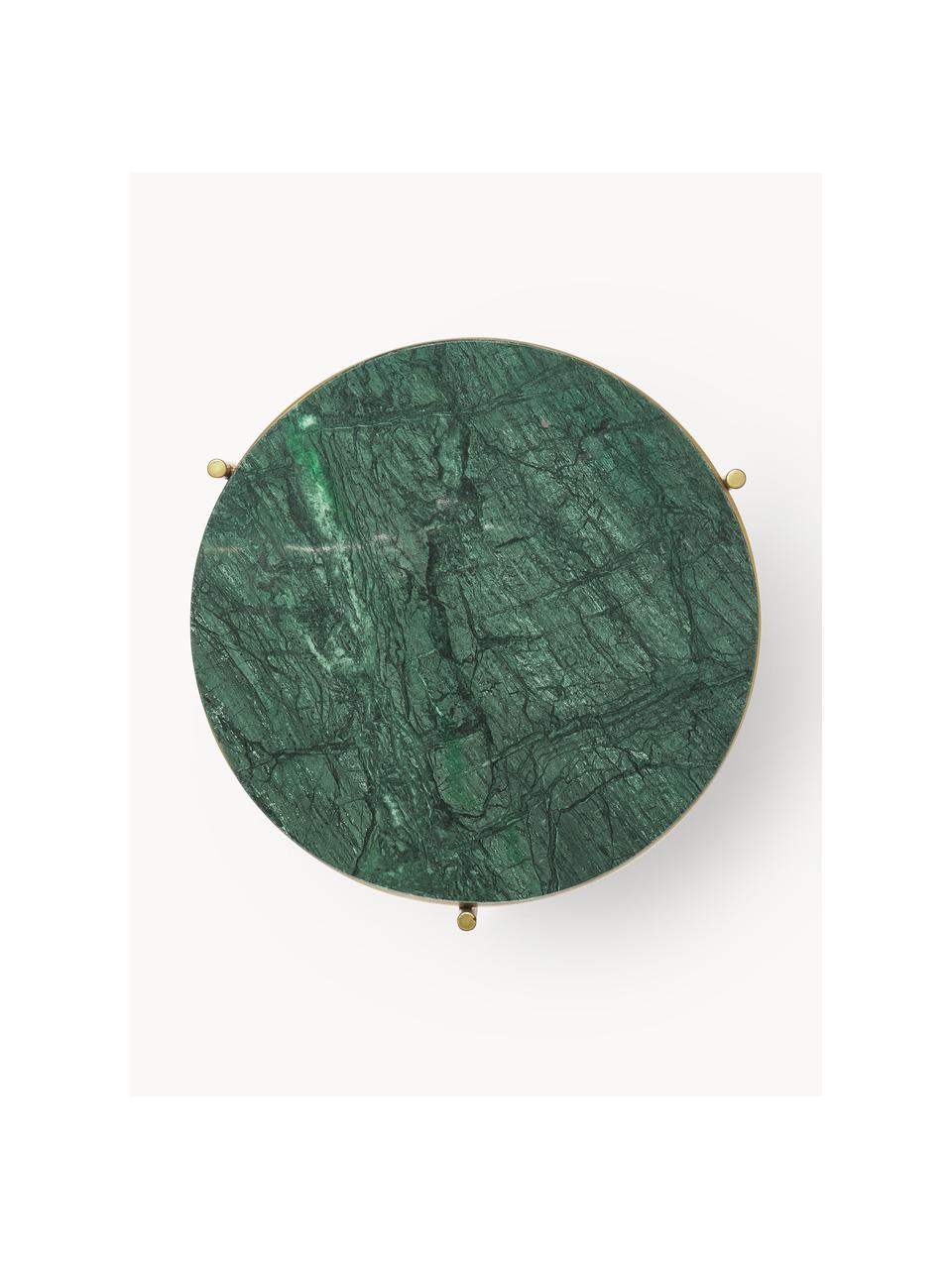 Table d'appoint ronde en marbre Ella, Vert, marbré, doré, Ø 40 x haut. 50 cm