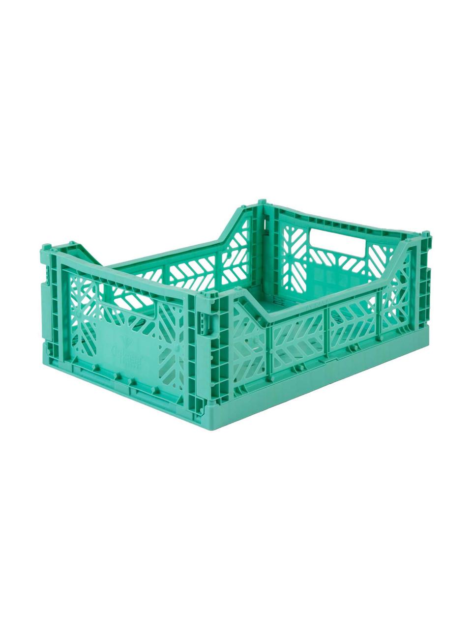 Caja plegable apilable Mint, mediana, Plástico reciclado, Verde menta, An 40 x Al 14 cm