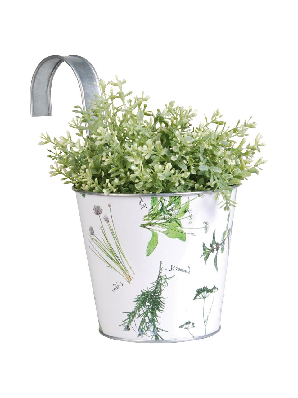 Obal na kvetináč s háčikom Herbs, Potiahnutý kov, Biela, Š 25 x V 26 cm