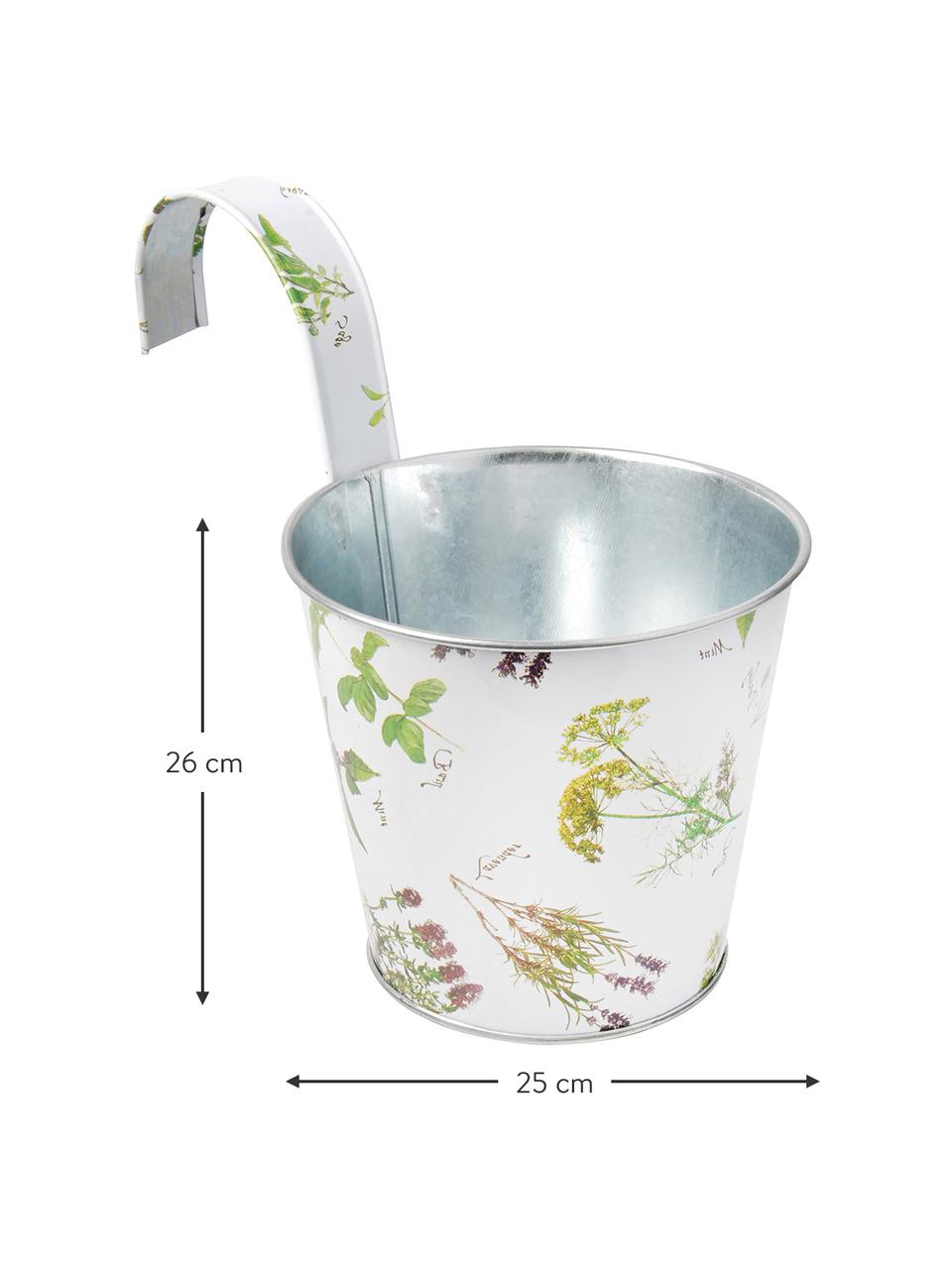 Cache-pot avec crochet Herbs, Métal, enduit, Blanc, larg. 25 x haut. 26 cm