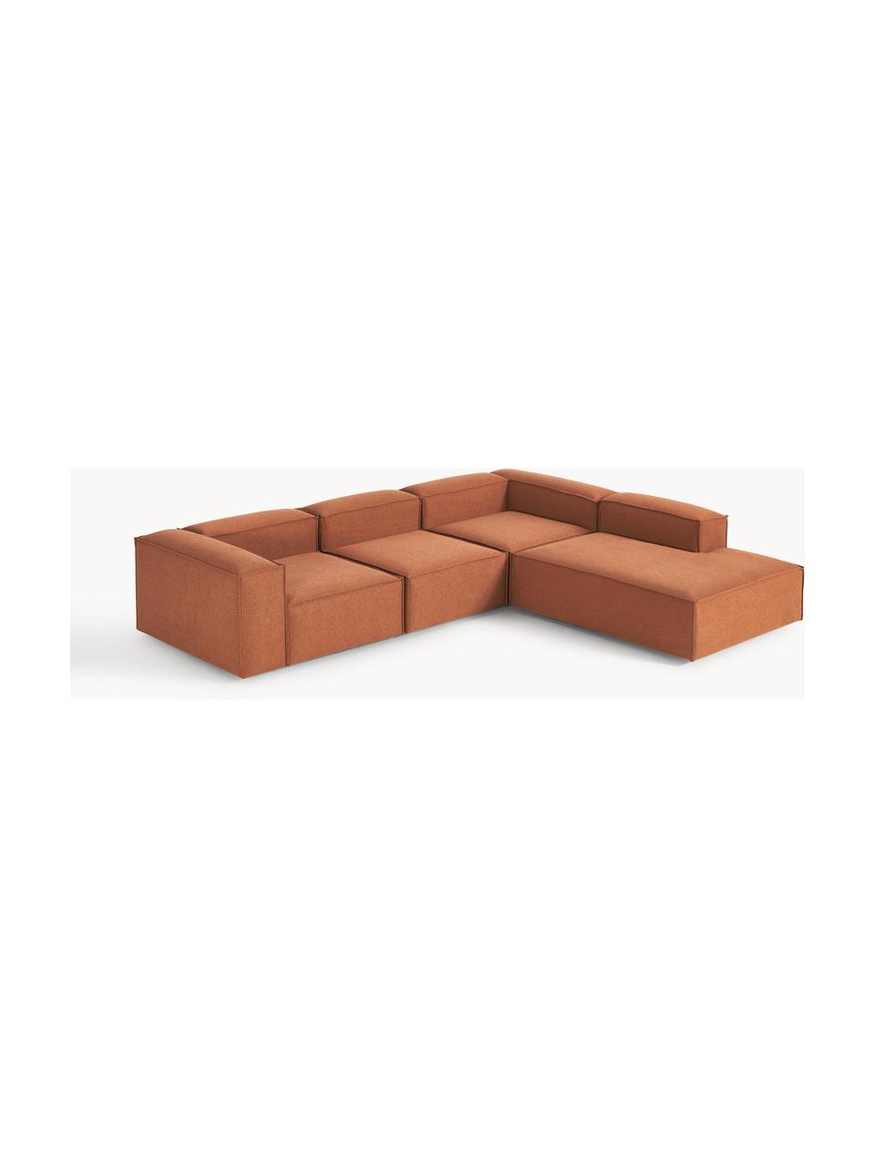 Modulaire XL hoekbank Lennon, Bekleding: 100% polyester De slijtva, Frame: massief grenenhout, multi, Poten: kunststof Dit product is , Geweven stof terracotta, B 329 x D 269 cm, hoekdeel rechts