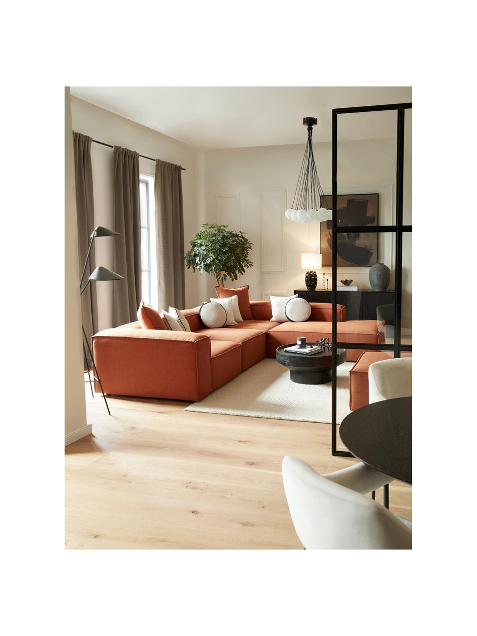 Modulares XL-Ecksofa Lennon, Bezug: 100 % Polyester Der strap, Gestell: Massives Kiefernholz, Spe, Füße: Kunststoff Dieses Produkt, Webstoff Terrakotta, B 329 x T 269 cm, Eckteil rechts