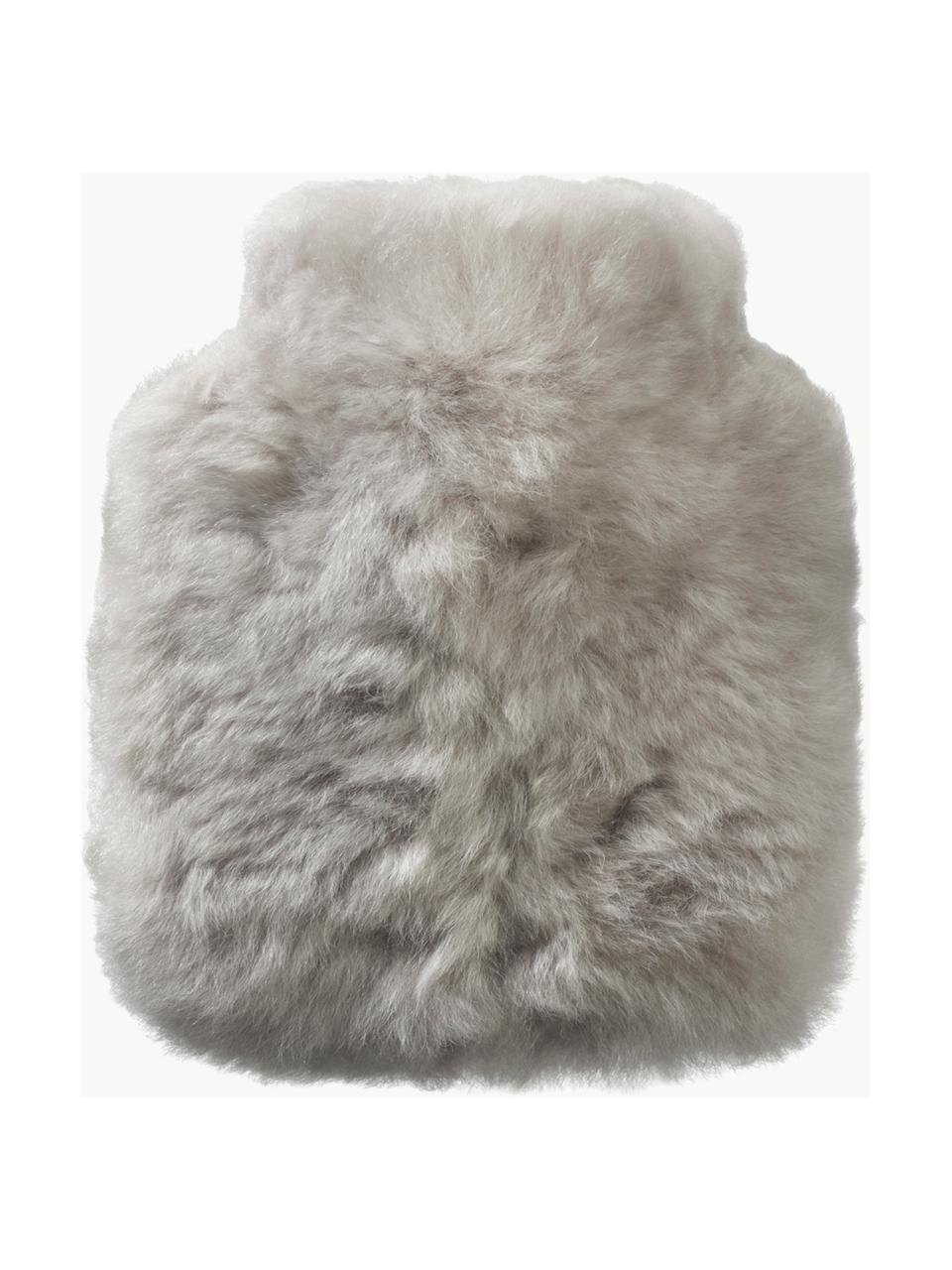 Bolsa de agua caliente artesanal de piel de alpaca Calmo, 200 ml, Funda: piel de alpaca, Interior: termoplástico, Gris claro, Cama 80 cm (135 x 200 cm)