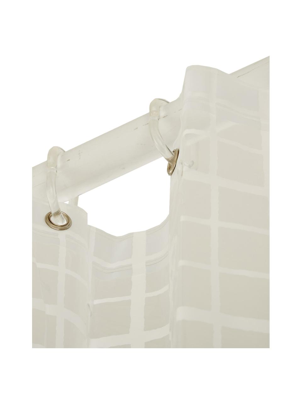 Rideau de douche court à carreaux, translucide Porto, Blanc, gris, larg. 180 x long. 180 cm