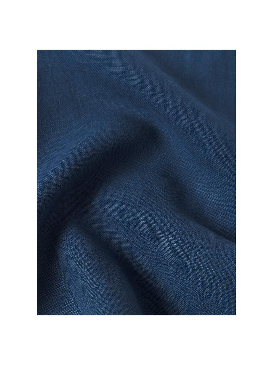 Lněný povlak na polštář Lanya, 100 % len, Tmavě modrá, Š 40 cm, D 40 cm