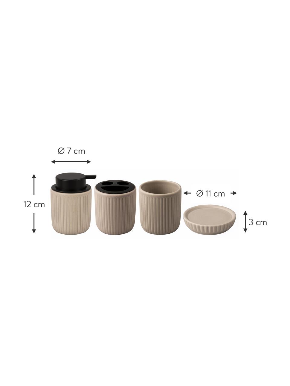 Bad-Accessoires-Set Neat, 4-tlg., Keramik, Beige, Set mit verschiedenen Größen