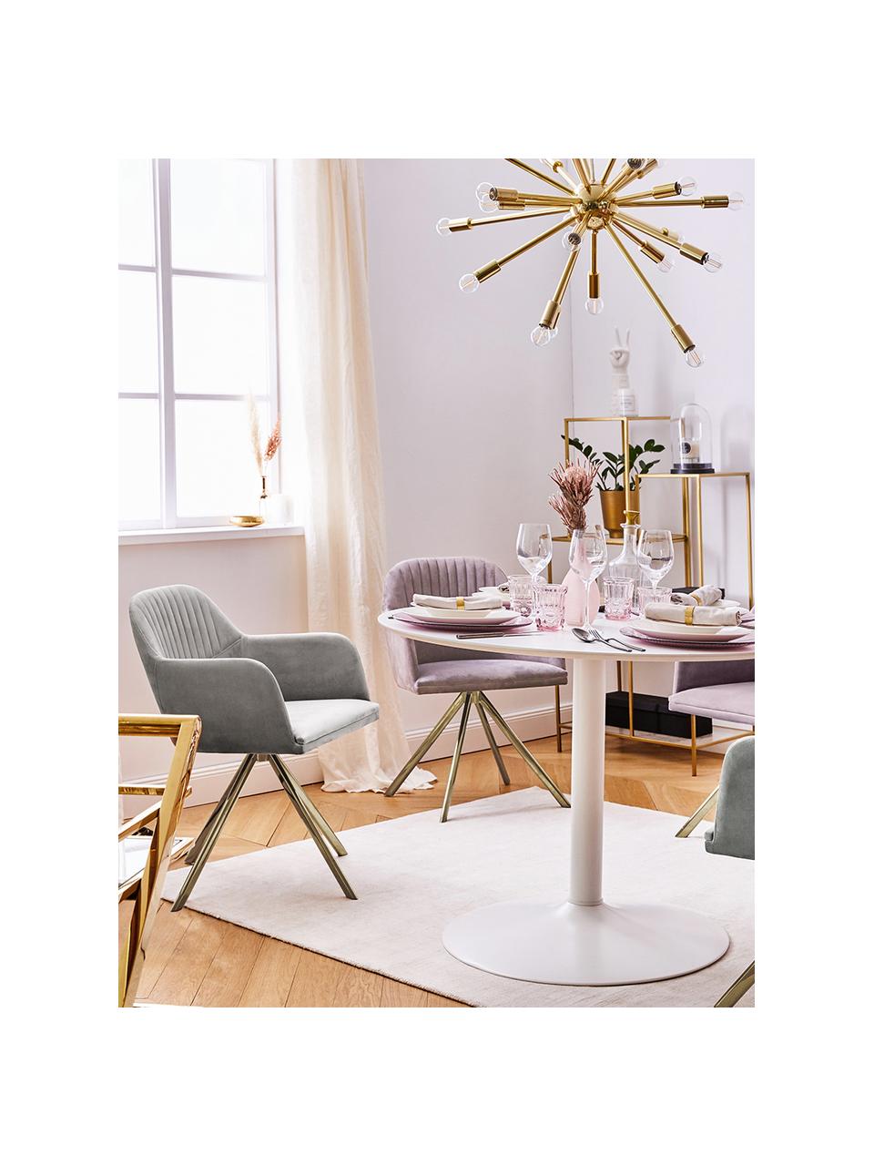 Chaise pivotante velours Lola, Velours gris pierre, couleur dorée, larg. 53 x prof. 55 cm