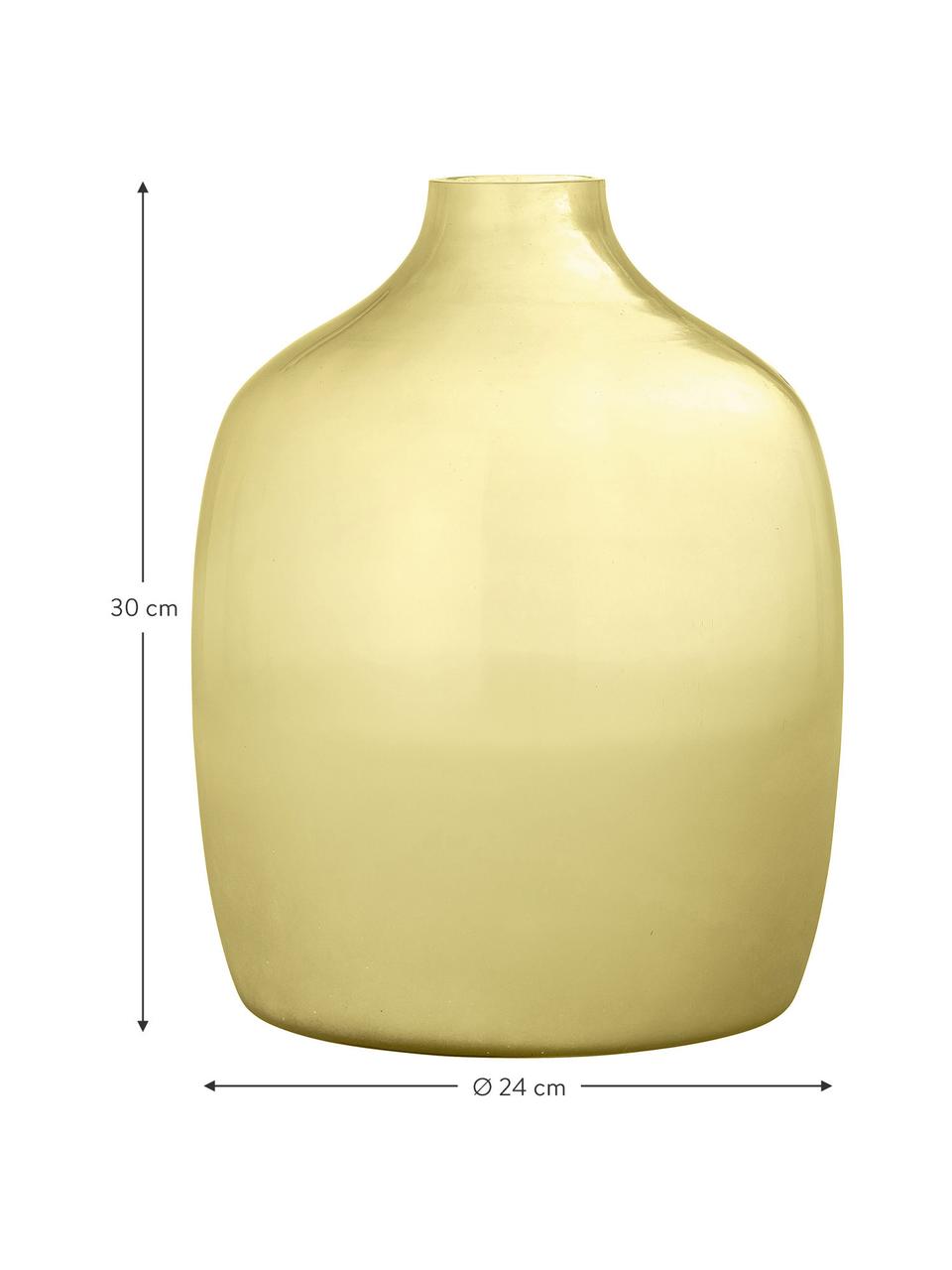 Glas-Vase Idima in Gelb, Glas, Gelb, Transparent, Ø 24 x H 30 cm