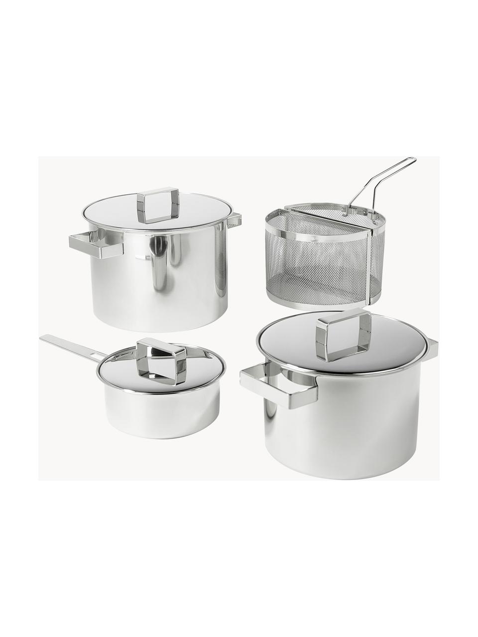 Set pentole in acciaio inox  Design Plus 7 pz, Acciaio inossidabile 18/10, Argentato, Set in varie misure