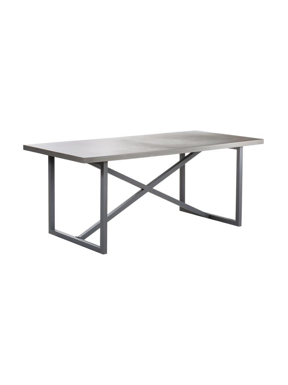 Esstisch Massive mit Tischplatte in Beton-Optik, Tischplatte: Mitteldichte Holzfaserpla, Beine: Metall, Grau, B 190 x T 90 cm