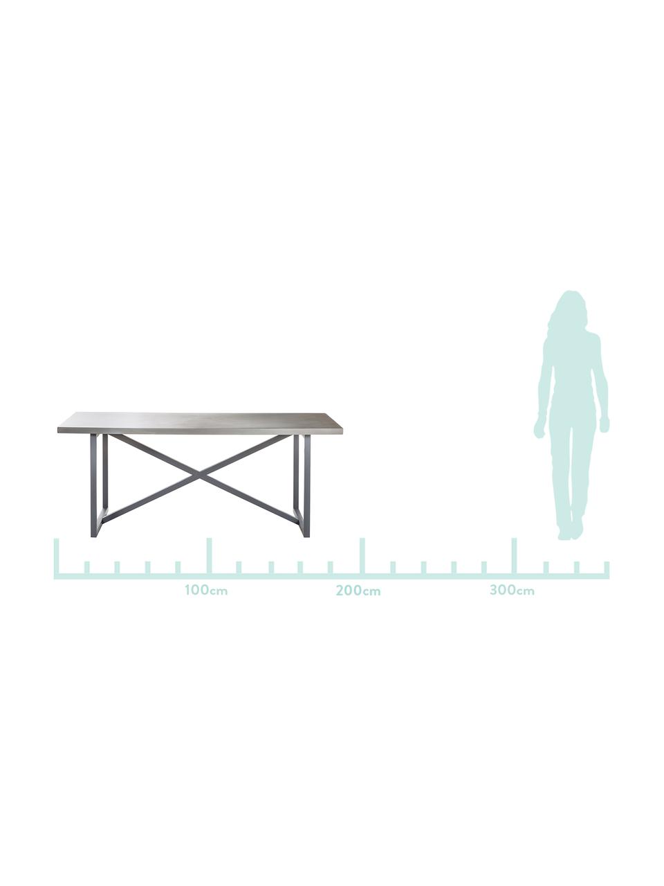 Esstisch Massive mit Tischplatte in Beton-Optik, Tischplatte: Mitteldichte Holzfaserpla, Beine: Metall, Grau, B 190 x T 90 cm