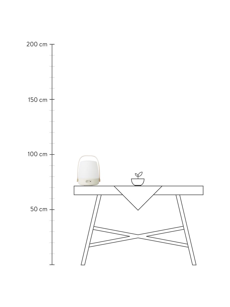 Lampada portatile da tavolo da esterno a LED dimmerabile color sabbia Lite-up, Paralume: plastica, Struttura: legno, silicone, Manico: legno, Sabbia, trasparente, Ø 20 x Alt. 26 cm