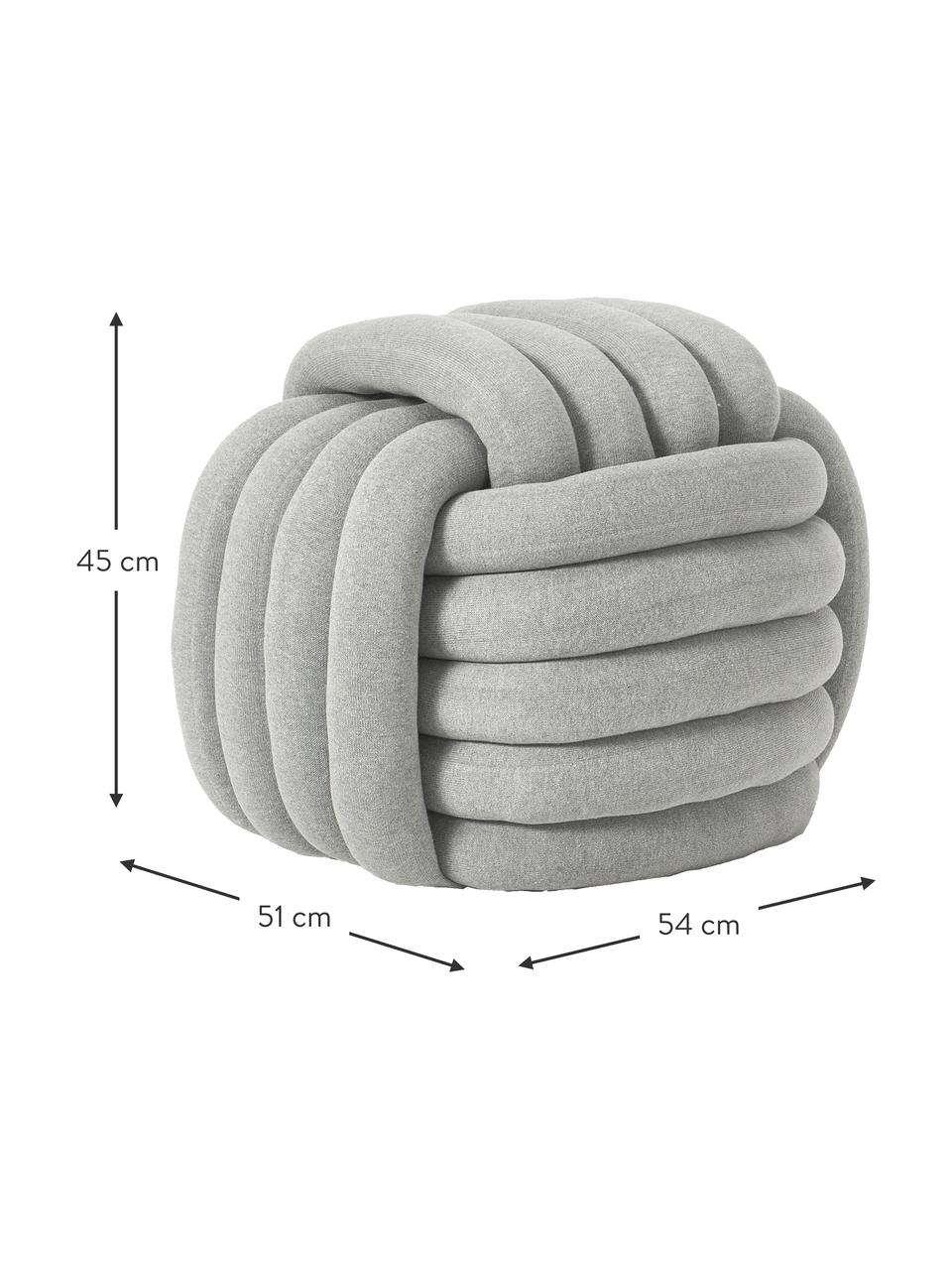 Knoten-Pouf Twist, Bezug: 100 % Baumwolle, Hellgrau, B 54 x H 45 cm
