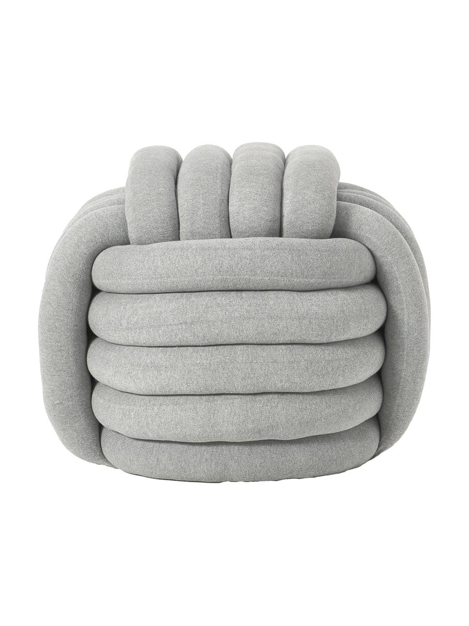 Knoten-Pouf Twist, Bezug: 100 % Baumwolle, Hellgrau, B 54 x H 45 cm