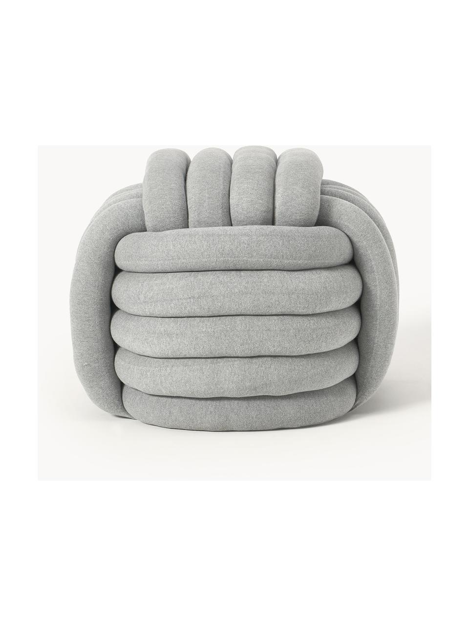 Knoten-Pouf Twist, Bezug: 100 % Baumwolle, Hellgrau, B 54 x H 45 cm