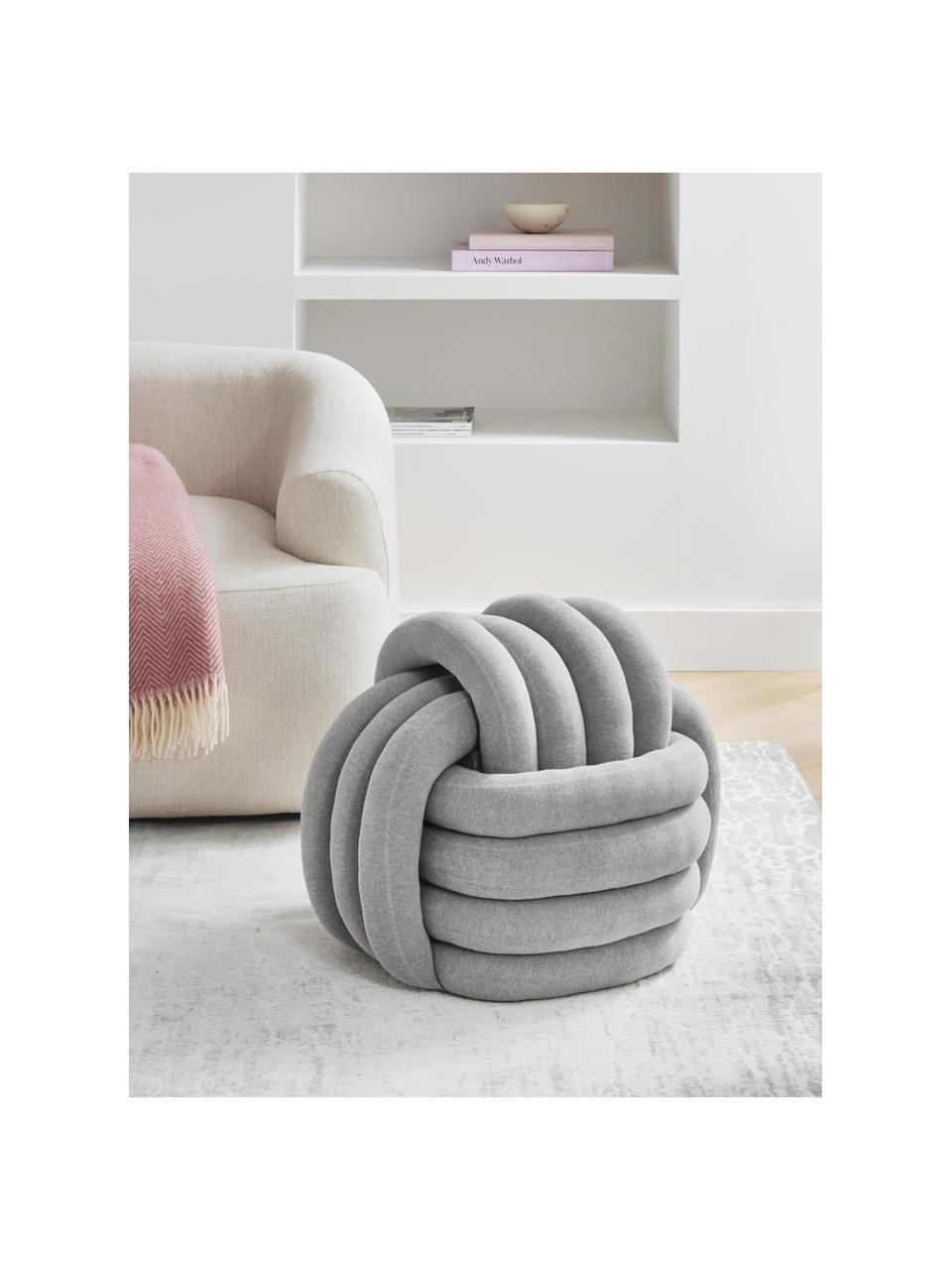 Knoten-Pouf Twist, Bezug: 100 % Baumwolle, Hellgrau, B 54 x H 45 cm