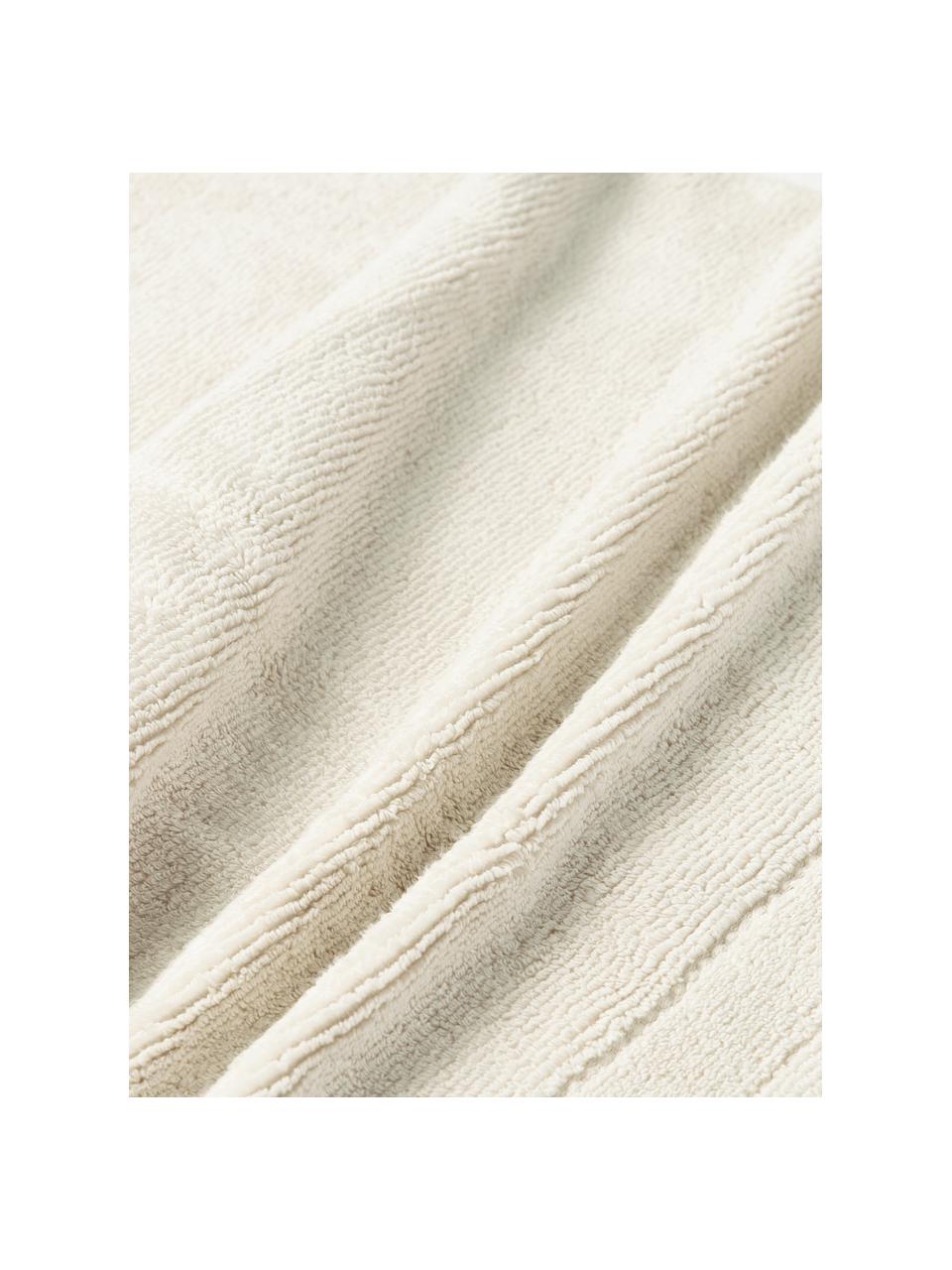 Lot de serviettes de bain avec bordure décorative Luxe, set de tailles variées, Blanc cassé, 3 éléments (1 serviette invité, 1 serviette de toilette et 1 drap de bain)