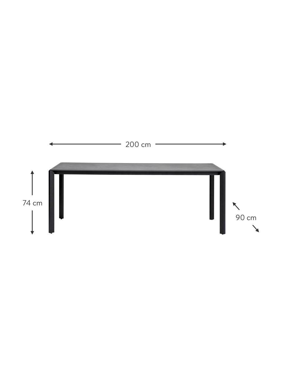 Tuin eettafel Caius, Gecoat metaal, Donkergrijs, zwart, B 200 x D 90 cm