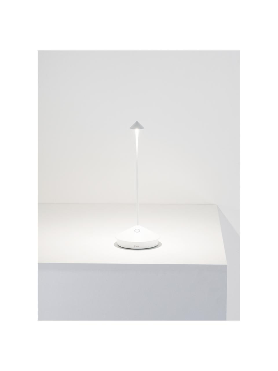 Lampada da tavolo piccola portatile a LED con luce regolabile Pina, Lampada: alluminio rivestito, Bianco, Ø 11 x Alt. 29 cm