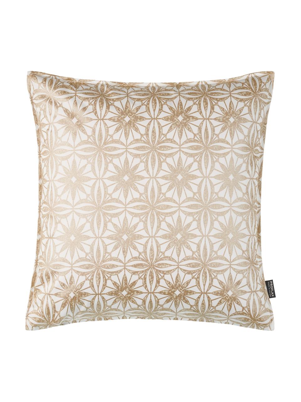 Housse de coussin 40x40 Alexis, Blanc, beige, couleur dorée