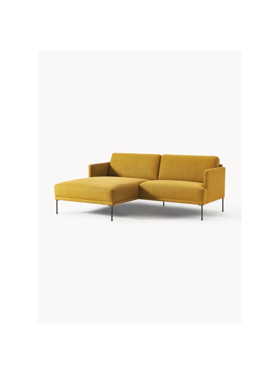 Kleines Ecksofa Fluente, Bezug: 100 % Polyester Der strap, Gestell: Massives Kiefernholz, Bir, Webstoff Ocker, B 198 x T 152 cm, Eckteil links