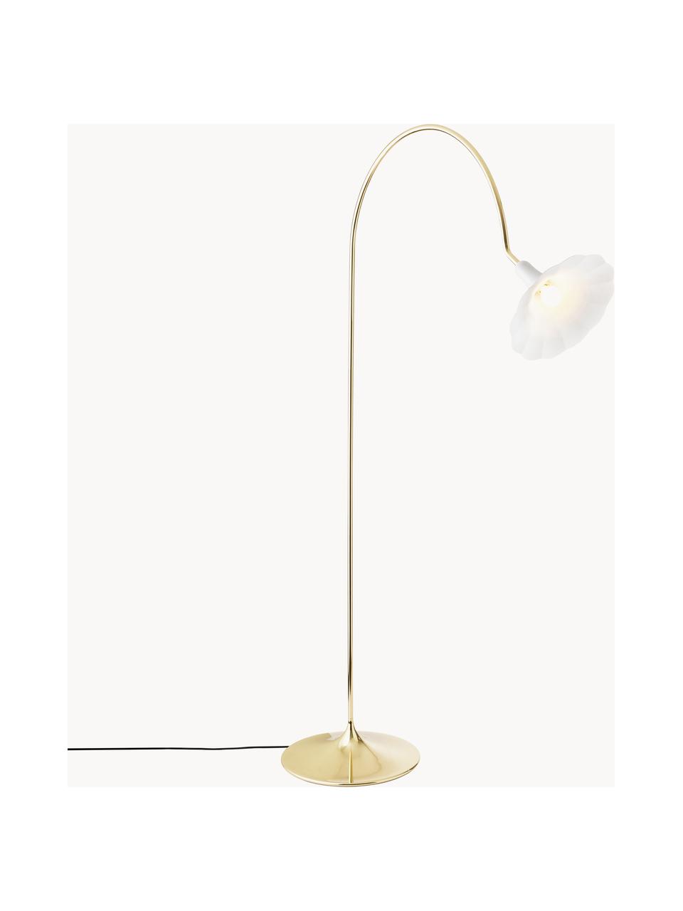 Große Bogenlampe Petalii, Weiß, Goldfarben, H 170 cm