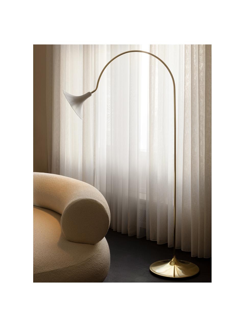 Große Bogenlampe Petalii, Weiß, Goldfarben, H 170 cm