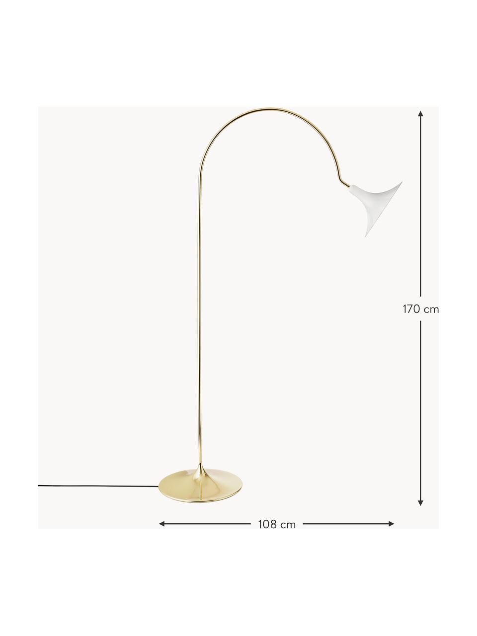 Große Bogenlampe Petalii, Weiß, Goldfarben, H 170 cm