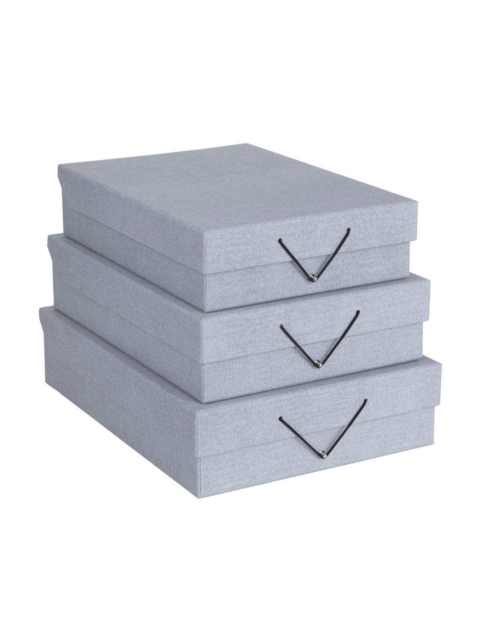 Set de cajas Bessie II, 3 uds., Gris claro, negro, Set de diferentes tamaños