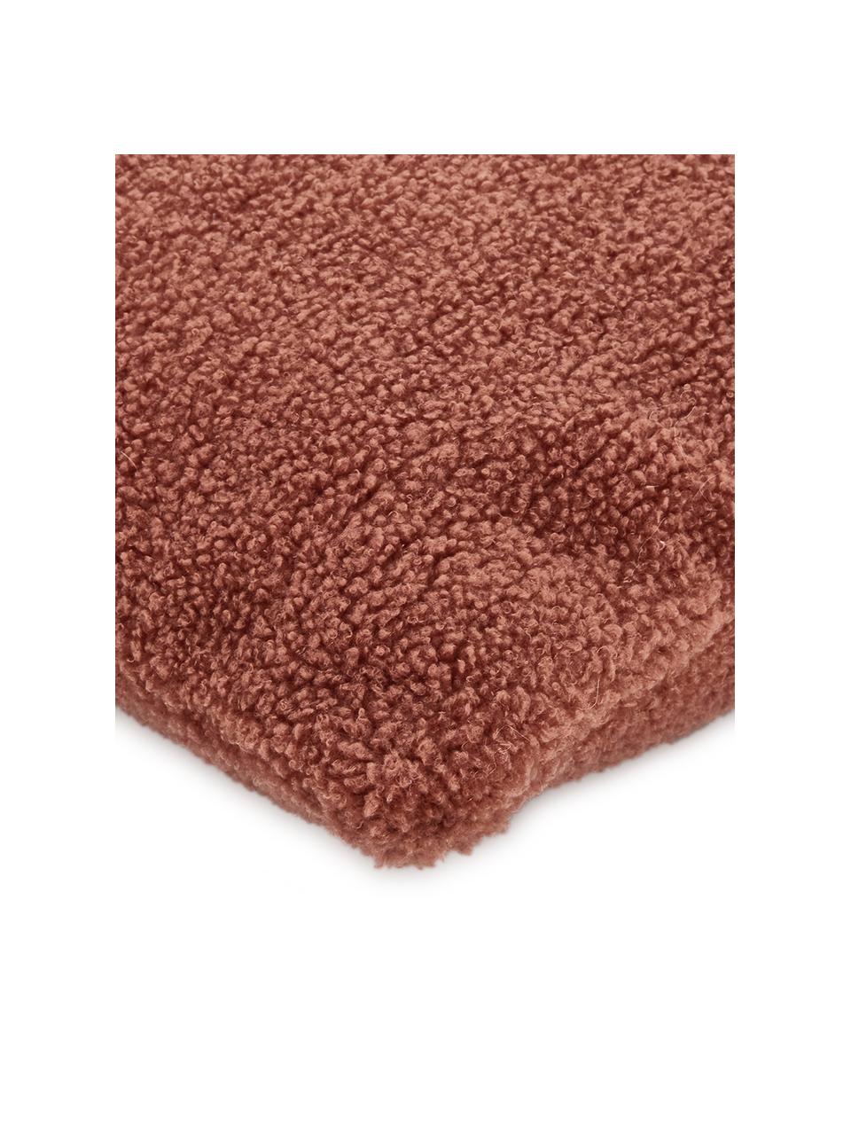 Flauschige Teddy-Kissenhülle Mille, Vorderseite: 100% Polyester (Teddyfell, Rückseite: 100% Polyester (Teddyfell, Rot, B 45 x L 45 cm