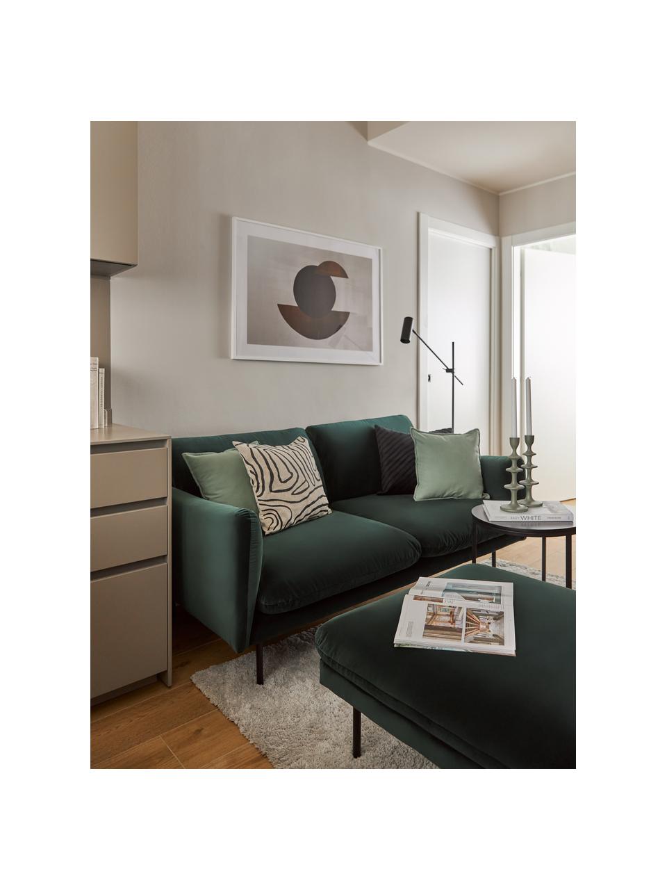 Reposapiés puf de terciopelo Moby, Tapizado: terciopelo (poliéster de , Estructura: madera de pino maciza, Patas: metal con pintura en polv, Terciopelo verde oscuro, An 78 x Al 48 cm