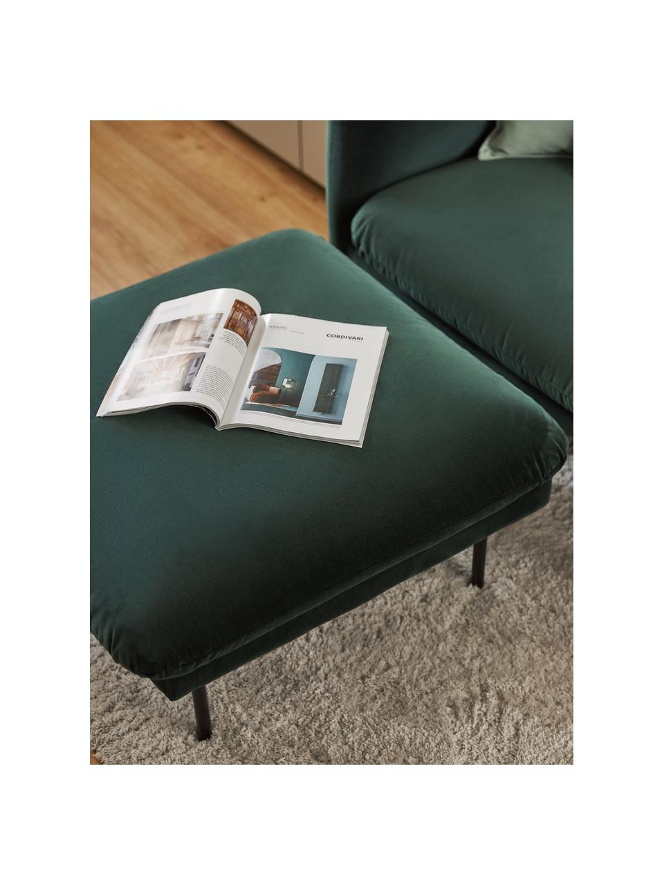 Voetenbank Moby van fluweel met metalen poten, Bekleding: fluweel (hoogwaardig poly, Frame: massief grenenhout, FSC-g, Poten: gelakt metaal, Fluweel donkergroen, B 78 x H 48 cm