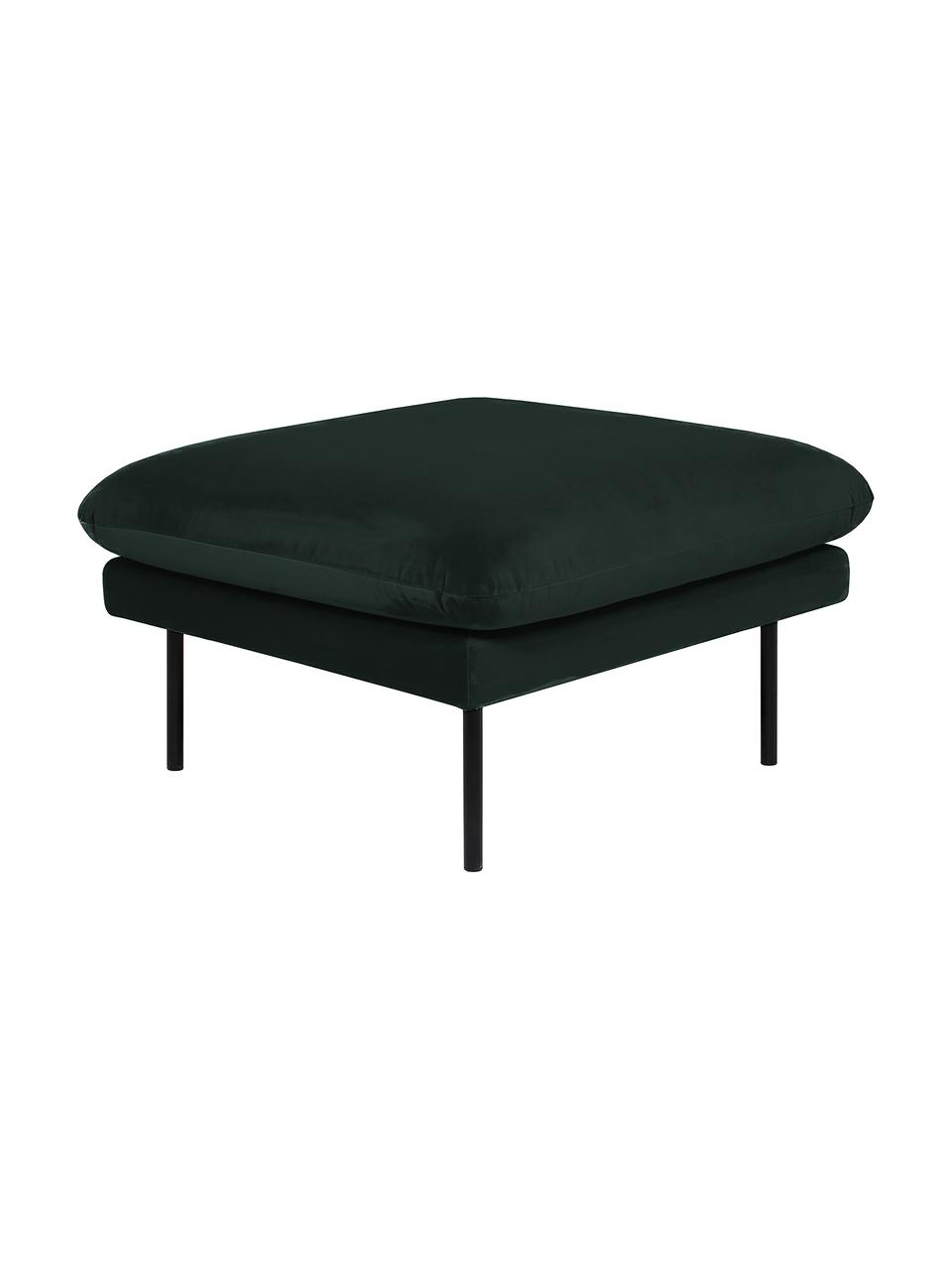 Tabouret de canapé en velours avec pieds en métal Moby, Velours vert foncé, larg. 78 x haut. 48 cm